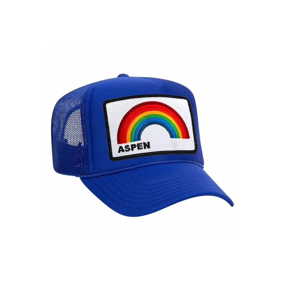 Aviator Nation Aspen‎ Rainbow Trucker Hat Royal Blue Mesh Retro Cap Unisex